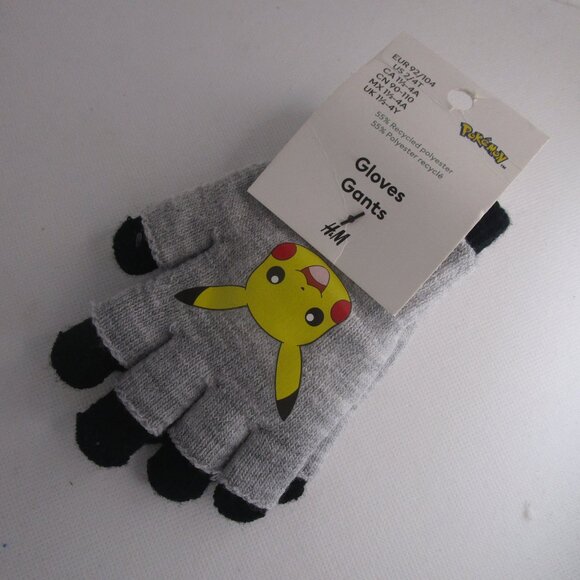 H&M Kids Toddler Pokémon gloves grey black NWT - Picture 4 of 8